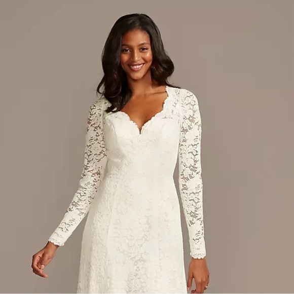 David’s Bridal sweetheart front with open back wedding dress. Gently used. - Picture 4 of 9